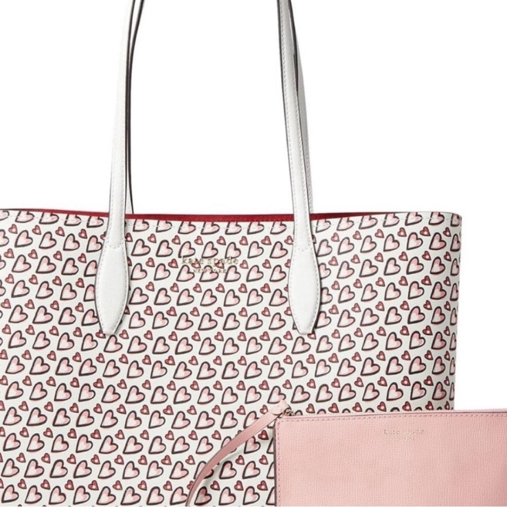 New Kate Spade All Day Tote in Fancy Hearts Print